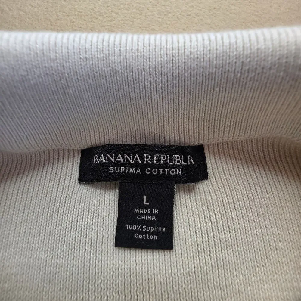 Banana Republic Supima Cotton Sportif Mock Neck Sweater Cream Sz Large